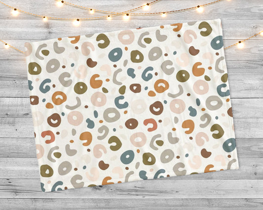 Multi leopard dotted pattern. Simple whimsical minimal earthy 2 tone color Minky Blanket
