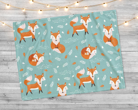 Cute fox Pattern background Minky Blanket