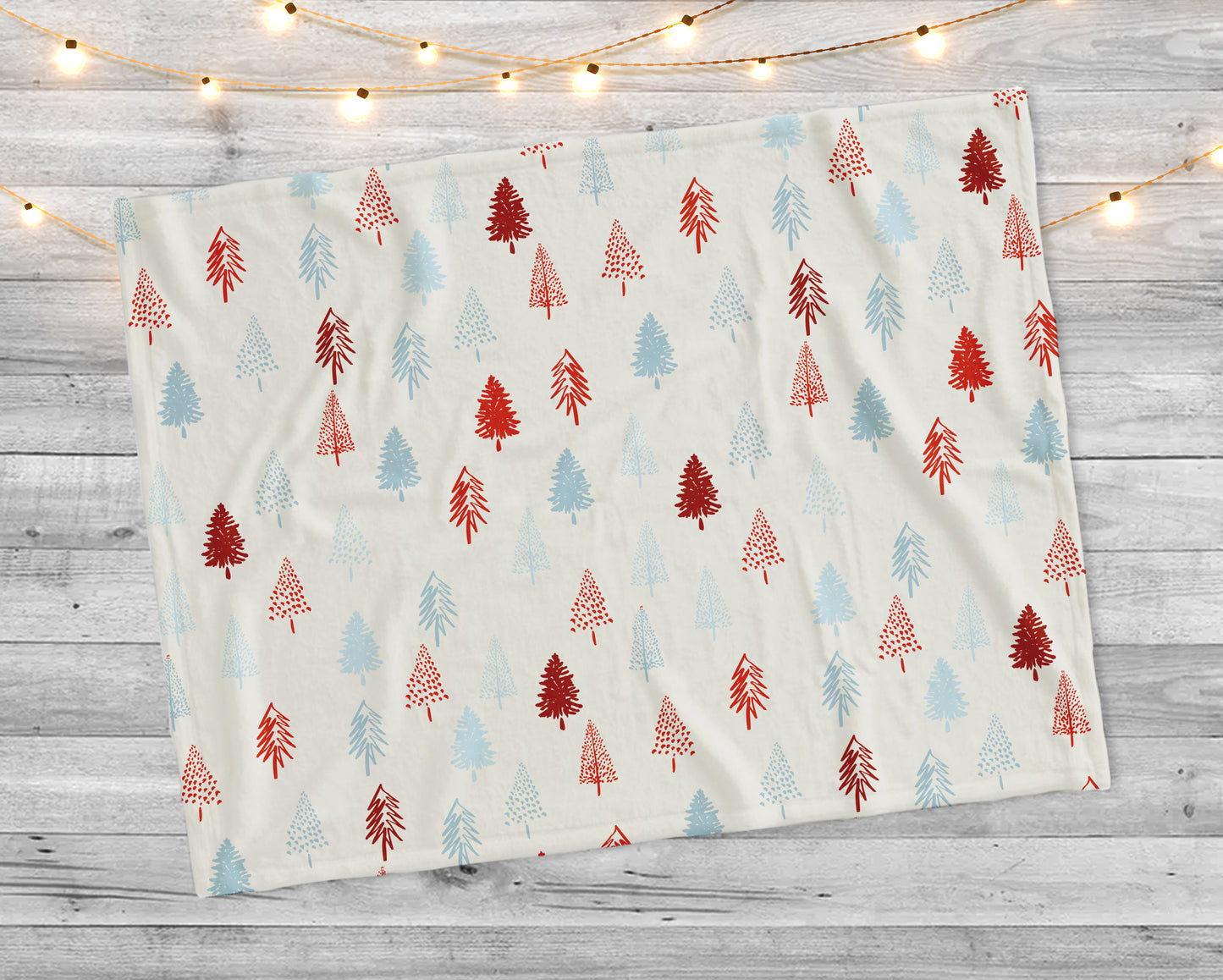 Hand drawn Christmas tree Pattern background Minky Blanket