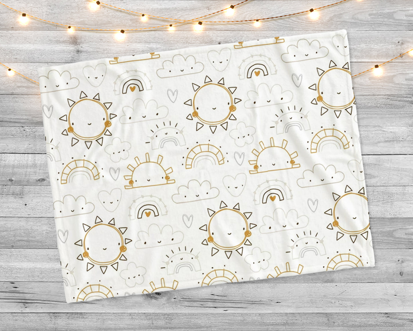 Cute smiling sun on white background. Cute simple print Cute simple print. Minky Blanket