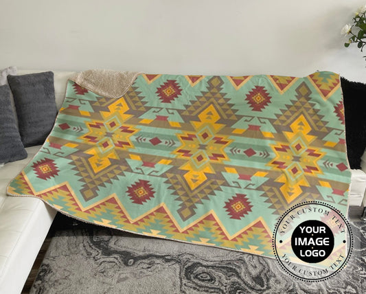 Native American Southwest, Aztec, Navajo seamless pattern. Tribal geometric print. Ethnic Sherpa blanket