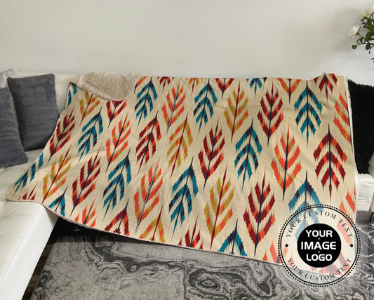 Ethnic leaf pattern in tribal, folk embroidery, and Mexican style. Aztec geometric art ornament print Sherpa