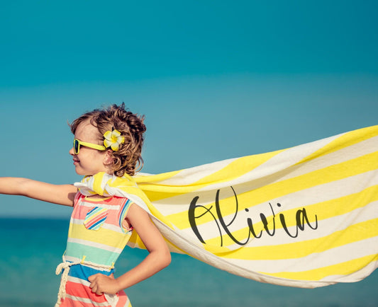 Classic Stripe Personalized Beach Towel Personalized Name Bath Towel Custom Pool Towel Beach Towel With Name Outside Birthday Vacation Gift