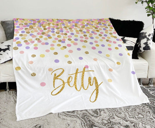Sparkling Design Multi-Dot Personalized blanket with Name, Custom blanket gift, Birthday Anniversary Gift
