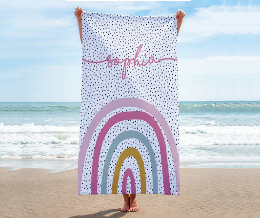 Personalized Rainbow Beach Towel