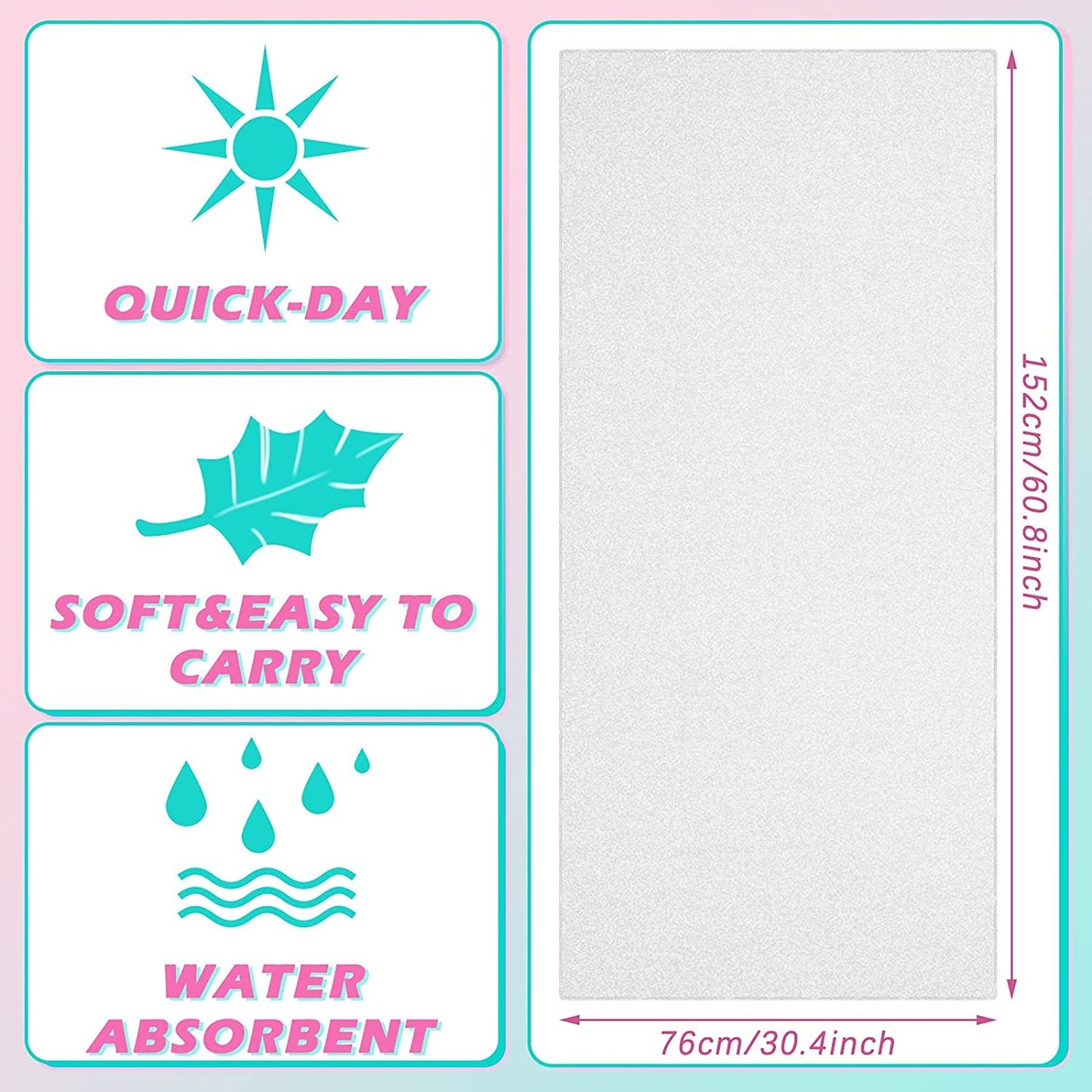 Sublimation Blank Beach Towel Sublimation Premium 100% Cotton Front, Poly Back Large 30x60 inch Beach Towel