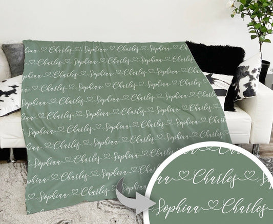 Script Style Couple Personalized blanket with Name, Custom blanket gift, Valentine, Birthday Anniversary Gift