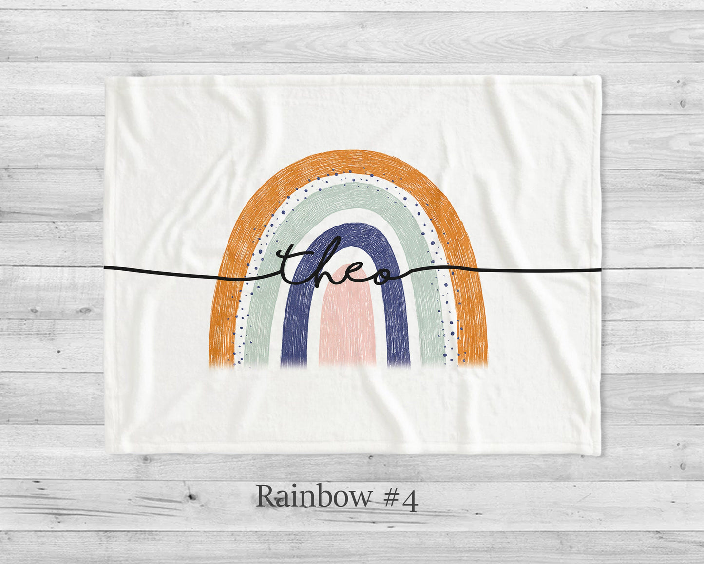 Retro Rainbow personalize blanket, Minky or Sherpa custom blanket, Baby blanket, birthday gift idea