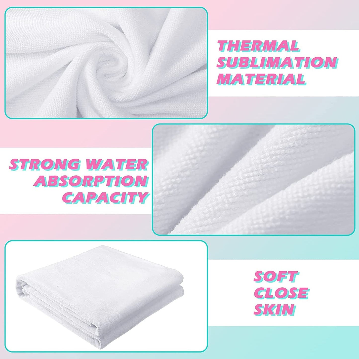 Sublimation Blank Beach Towel Sublimation Premium 100% Cotton Front, Poly Back Large 30x60 inch Beach Towel