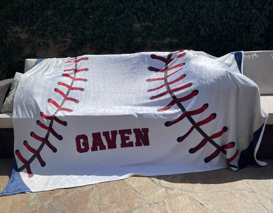 Sports Design Plush Blanket Plush Minky Personalized Baby Name Blanket