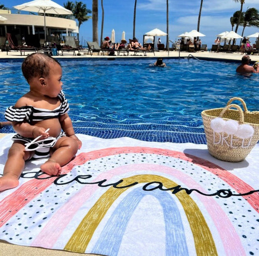 Personalized Rainbow Design Beach Towel Personalized Name Bath Towel Custom Pool Towel Beach Towel With Name Outside Birthday Vacation Gift