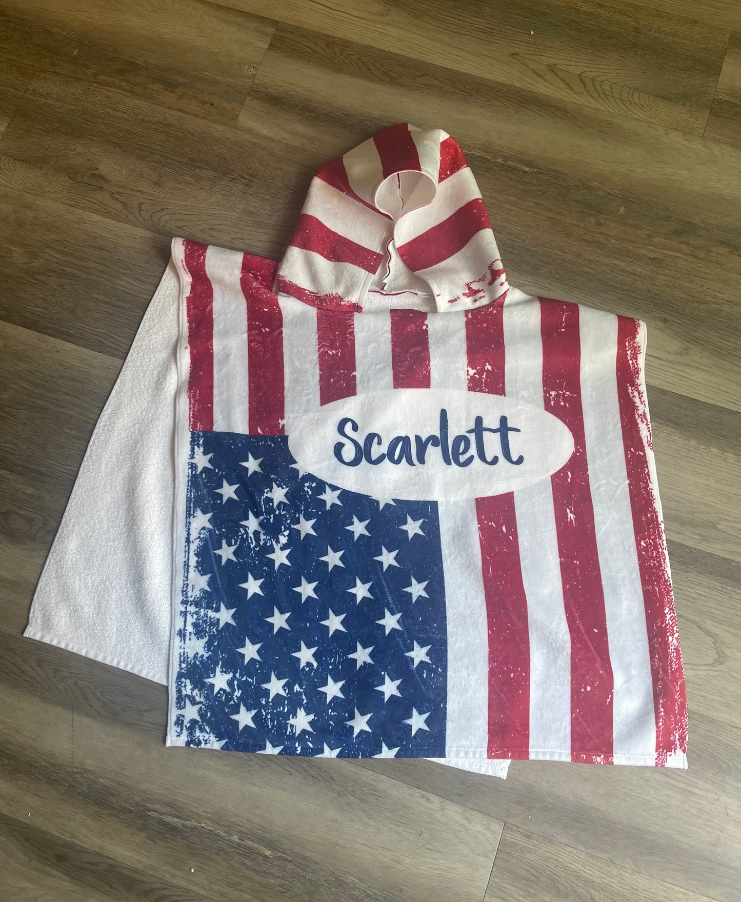 US Flag Kid’s Hooded Beach Poncho