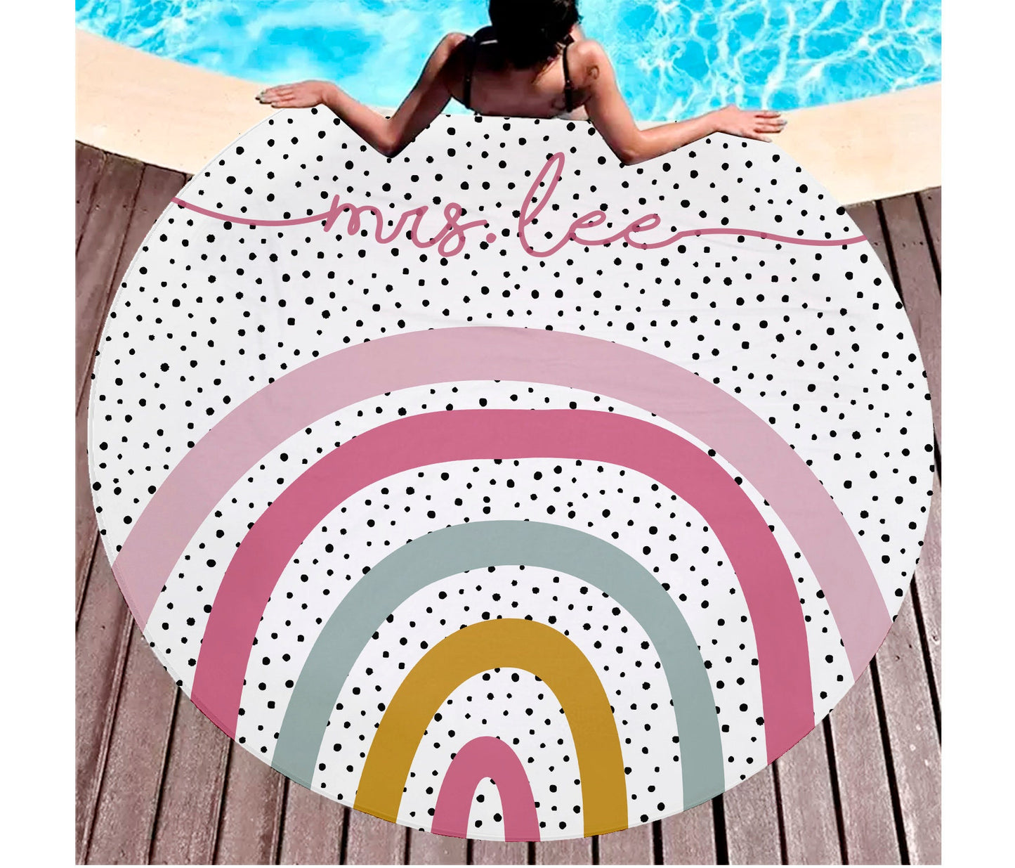 Personalized Rainbow Beach Towel