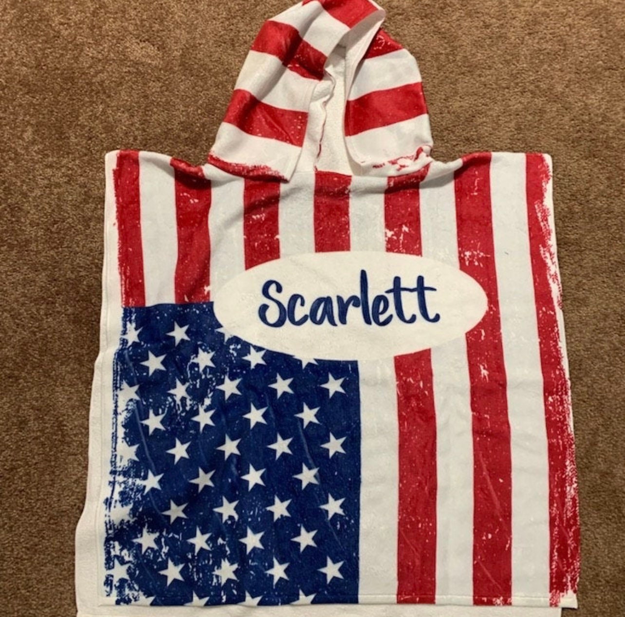US Flag Kid’s Hooded Beach Poncho