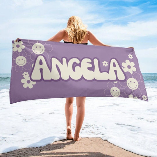 NEW Groovy Designs Personalized Beach Towel Personalized Name Bath Towel Custom Pool Towel Beach Towel Outside Birthday Vacation Gift