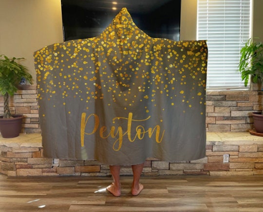 Sparkling Gold Glitter personalize Hoodie blanket, Mommy & Me size, Sherpa custom Hoodie blanket, Baby Hoodie blanket, birthday gift idea