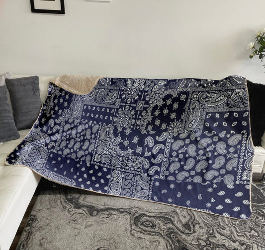 Ethnic style bandana pattern Sherpa blanket