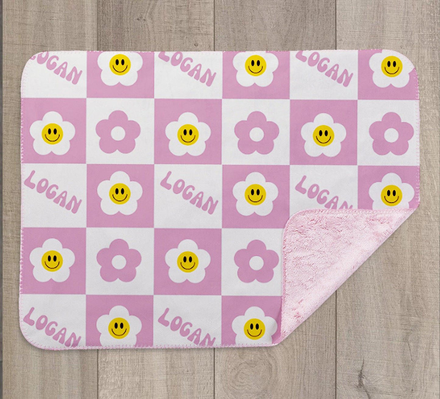Flower design personalize blanket, New color Lined Sherpa custom blanket, Baby blanket, birthday gift idea