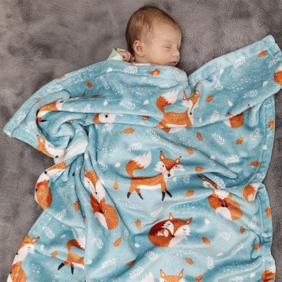 Fox Pattern Design personalize blanket, Minky or Sherpa custom blanket, Baby blanket, birthday gift idea