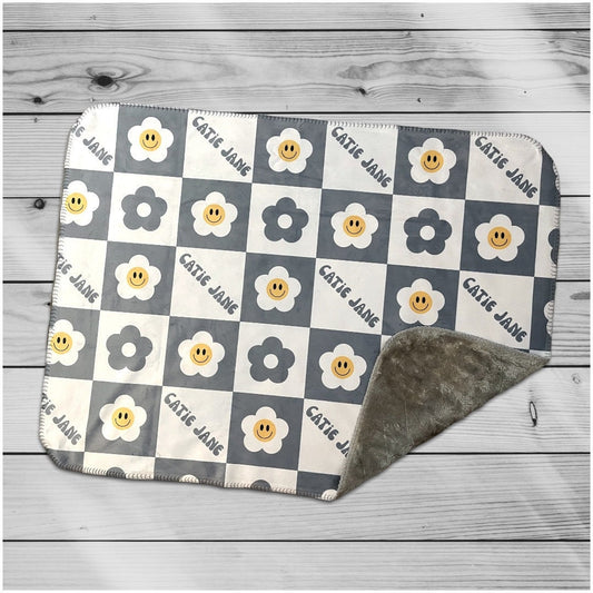 Flower design personalize blanket, New color Lined Sherpa custom blanket, Baby blanket, birthday gift idea