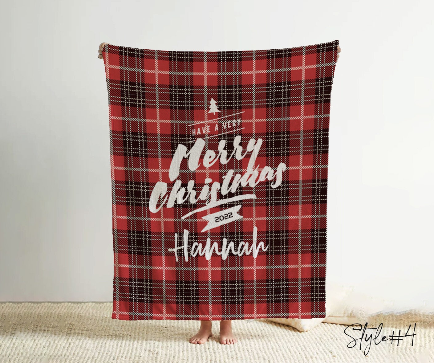Personalized Christmas Design style blanket with Name, Custom blanket gift, Birthday Anniversary Gift