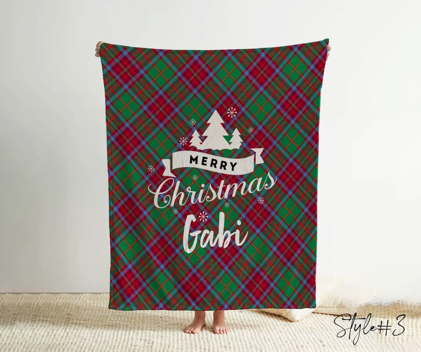 Personalized Christmas Design style blanket with Name, Custom blanket gift, Birthday Anniversary Gift