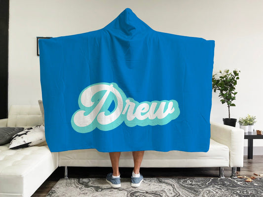 RETRO Style Personalized Hoddie Blanket Personalized Name Custom Blanket With Name Outside Birthday Christmas Gift