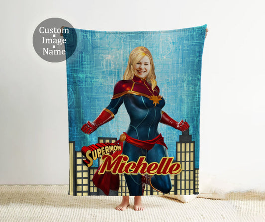 Super Mom Superhero Blanket, Personalized Mom and Women Blanket, Custom Blanket For Women, Superhero Blanket