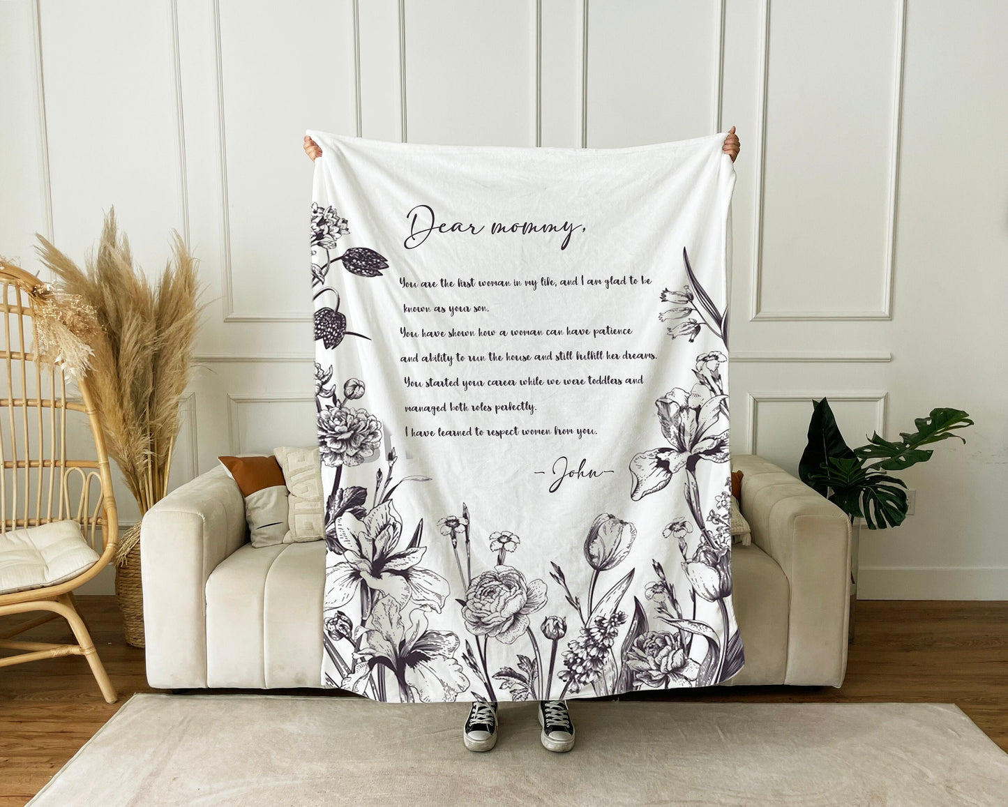 Letter Blanket, Personalized Gift, Minky Throw Blanket Handwriting Custom for Dad, Mother’s Day, Grandparent, Valentine day, Anniversary