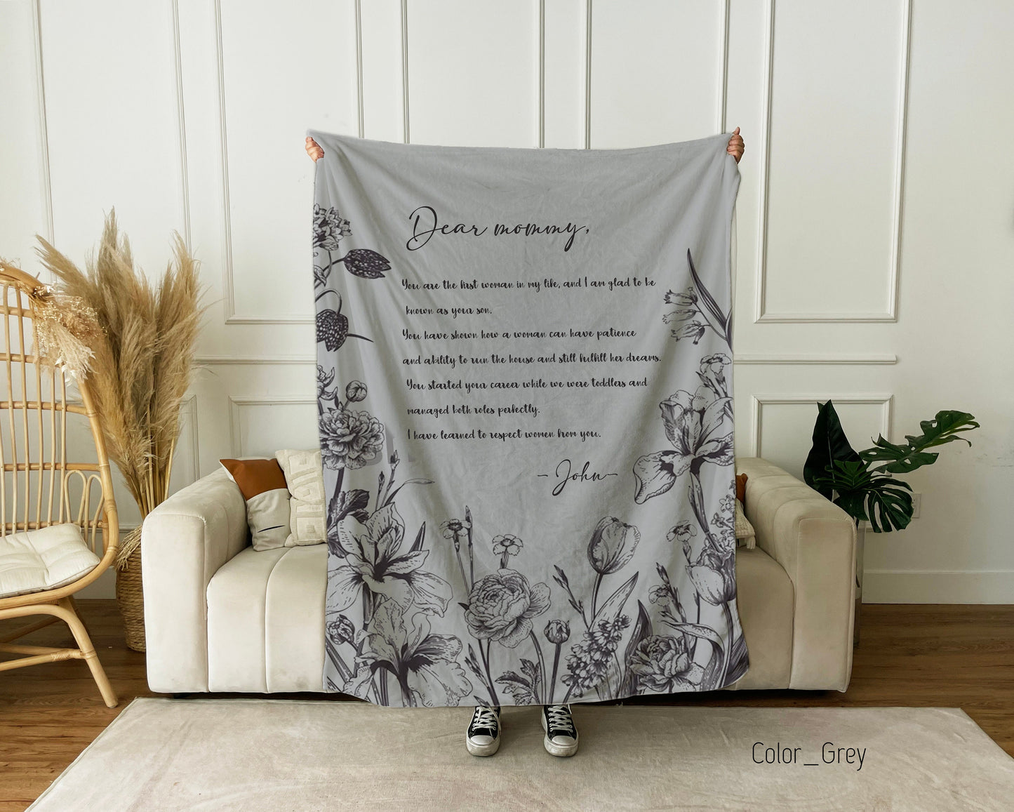 Letter Blanket, Personalized Gift, Minky Throw Blanket Handwriting Custom for Dad, Mother’s Day, Grandparent, Valentine day, Anniversary