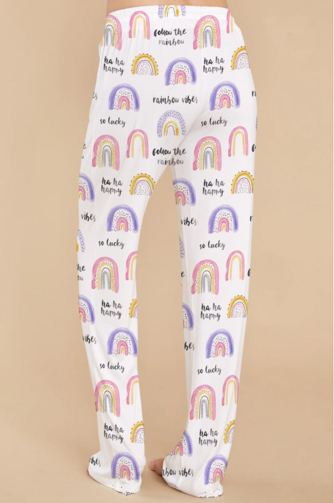 Watercolor Rainbow pattern Pajama pants