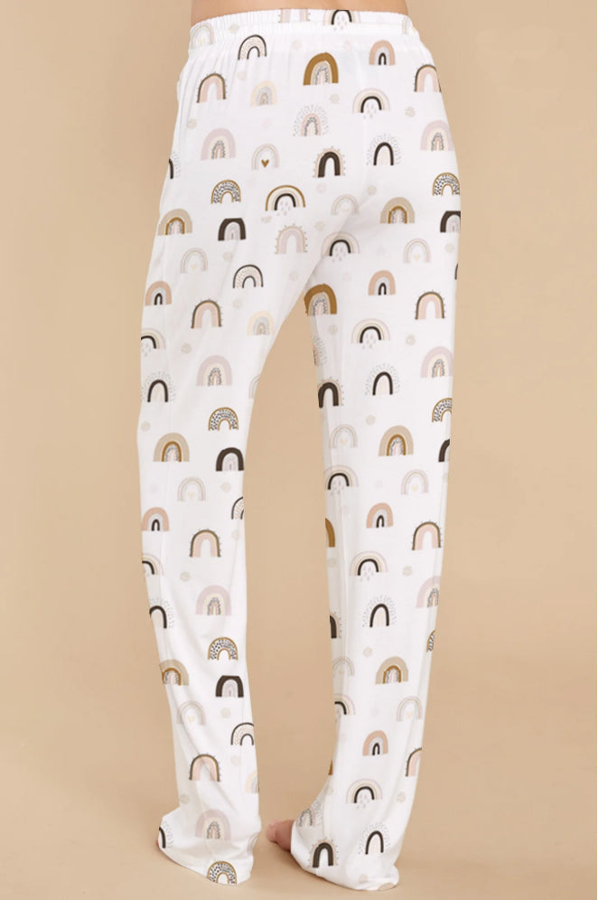 Natural color rainbow pattern pajama pants