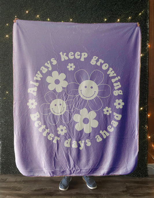 Retro groovy smiley daisy flowers print with inspirational slogan