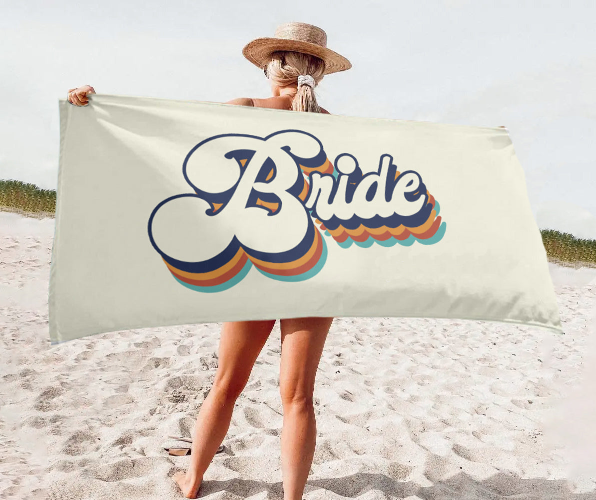 Vintage retro design Bride Beach Towel