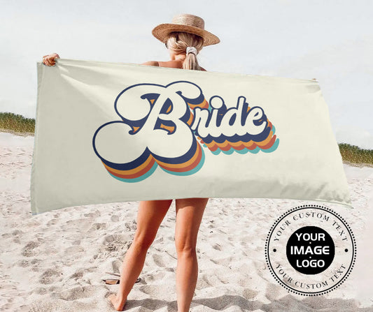 Vintage retro design Bride Beach Towel
