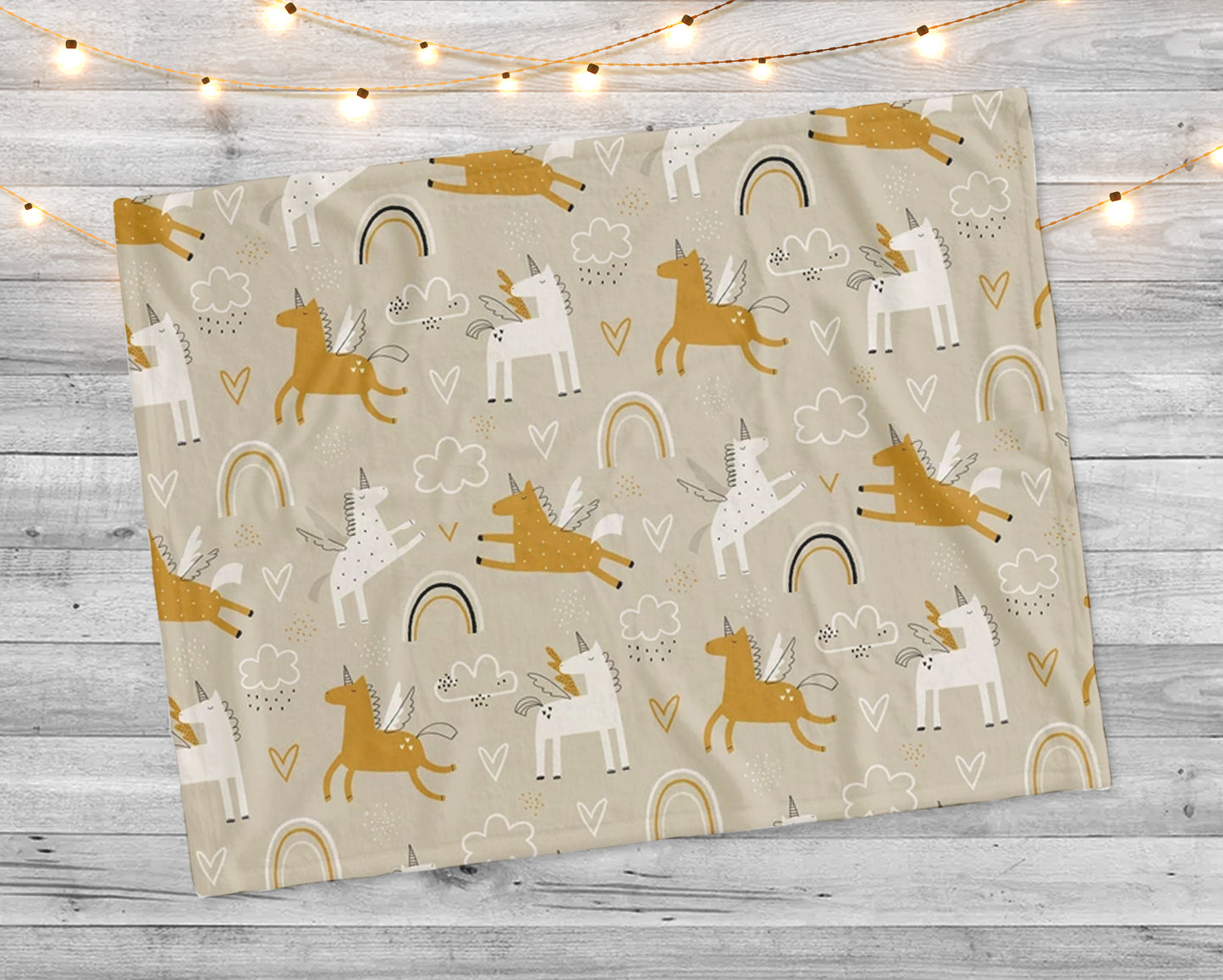 Cute unicorns in Scandinavian style on a beige background. Kids texture for Minky Blanket