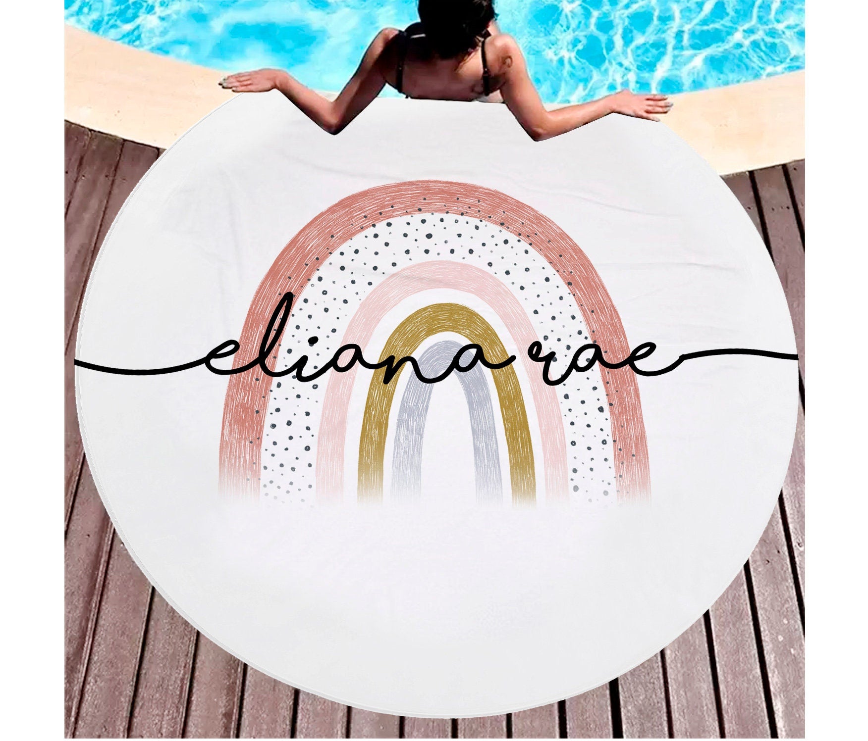 Personalized round beach discount towel