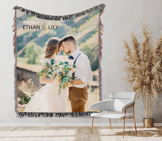 Personalized Photo Custom Tapestry Woven Cotton Throw - Sublimated - Made in The USA (60"x54")