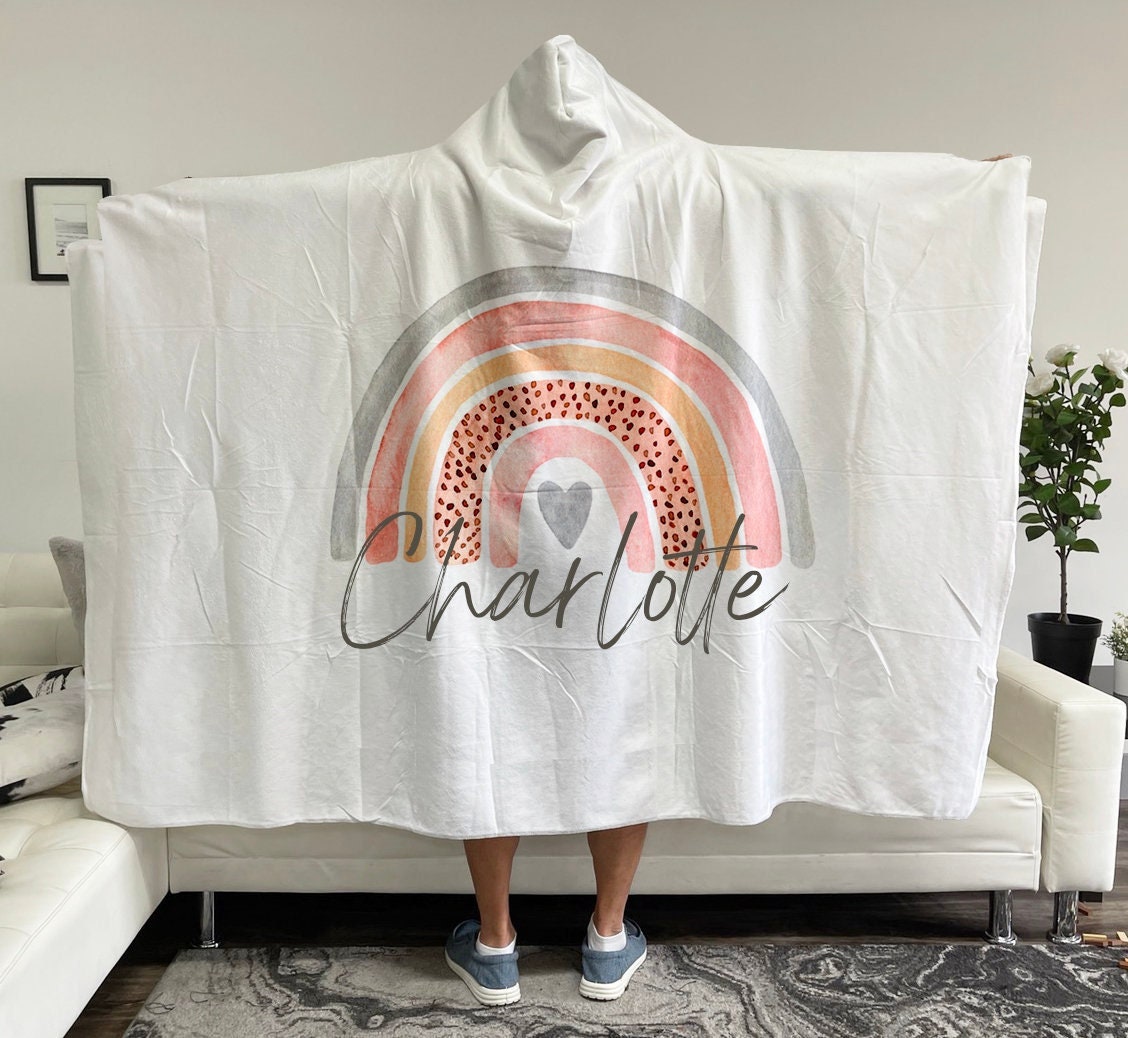 Retro Rainbow personalize Hoodie blanket, Mommy and Me Size , Sherpa custom Hoodie blanket, Baby Hoodie blanket, birthday gift idea