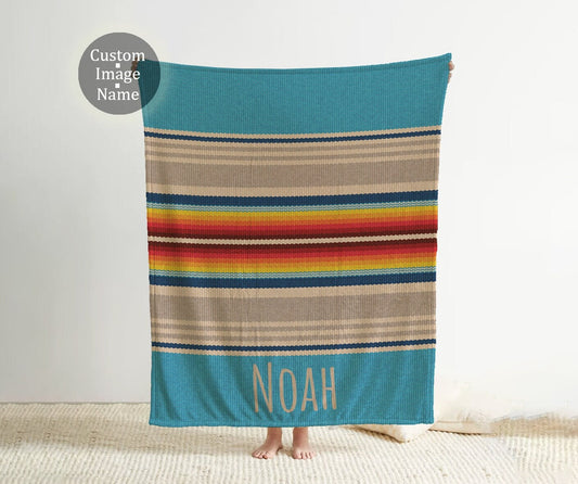 Retro Line Design personalize blanket, Minky or Sherpa custom blanket, Baby blanket, birthday gift idea