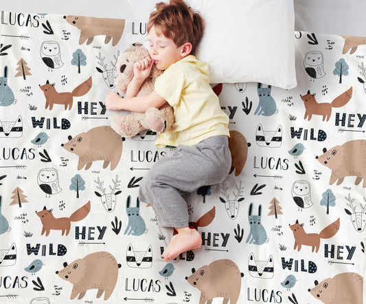 Kids Animal Design Personalize blanket, Minky or Sherpa custom blanket, Baby blanket, Kids Blanket, birthday gift idea