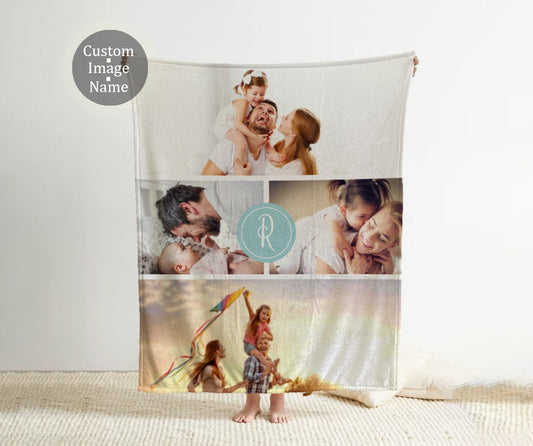 Custom Photo Blanket Using 4 family Photo + Name Custom Dog Blanket Personalized Blankets Cat Picture Blanket Photo Blanket Gift