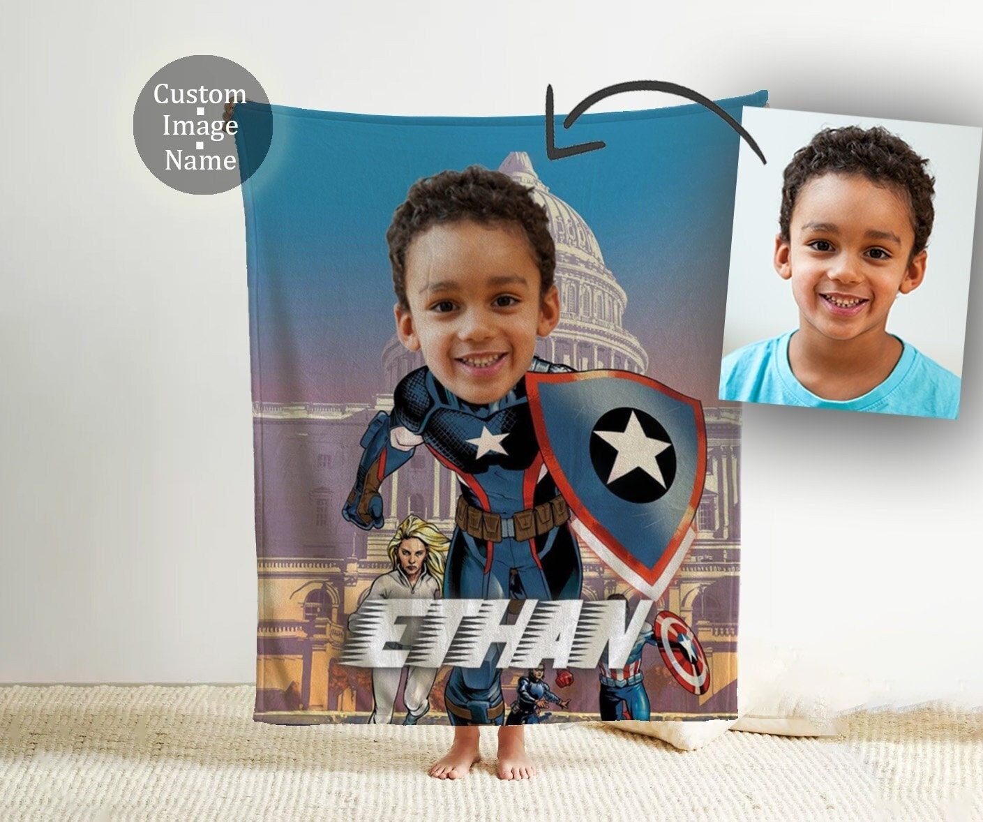 Kids Superhero Blanket Personalized Kids Blanket Custom Blanket