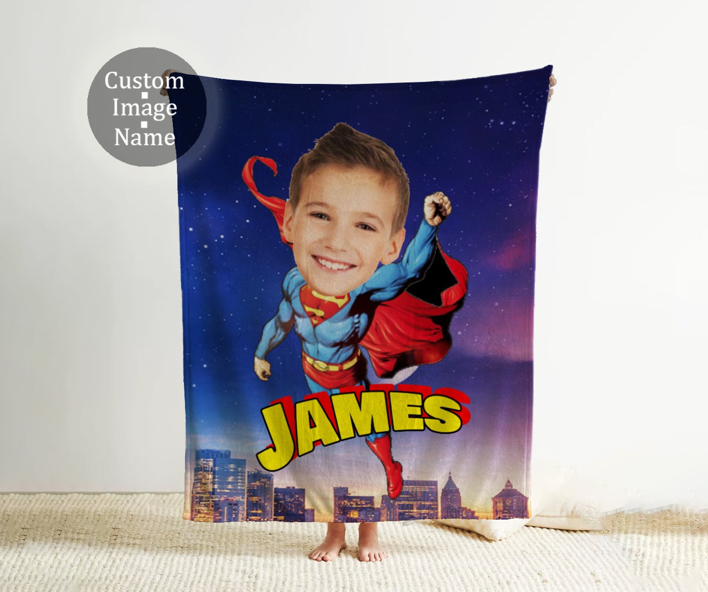 Custom portrait blanket discount superhero