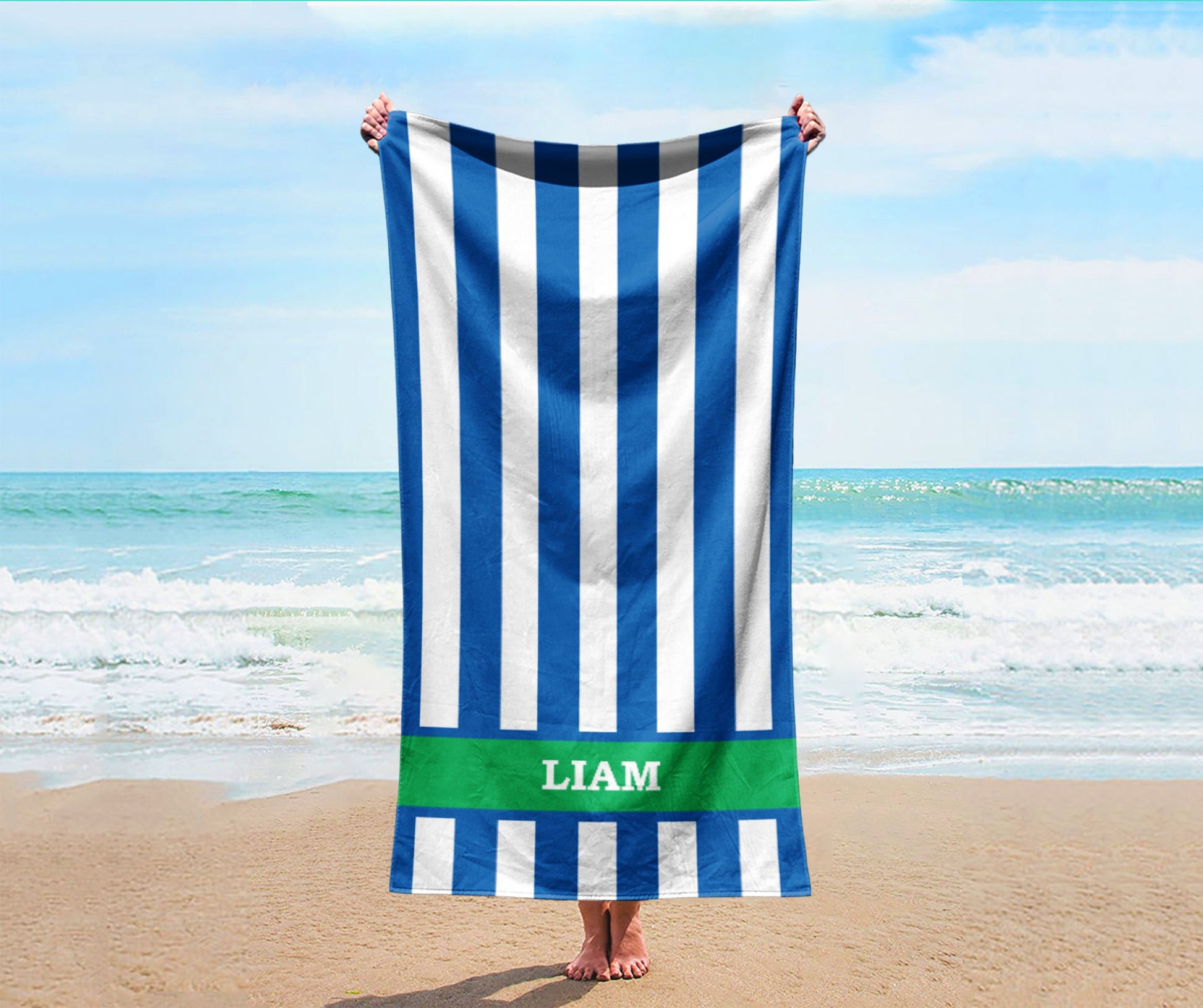 Personalized Monogram Beach Towel Boy Towel Gone Fishing Towel
