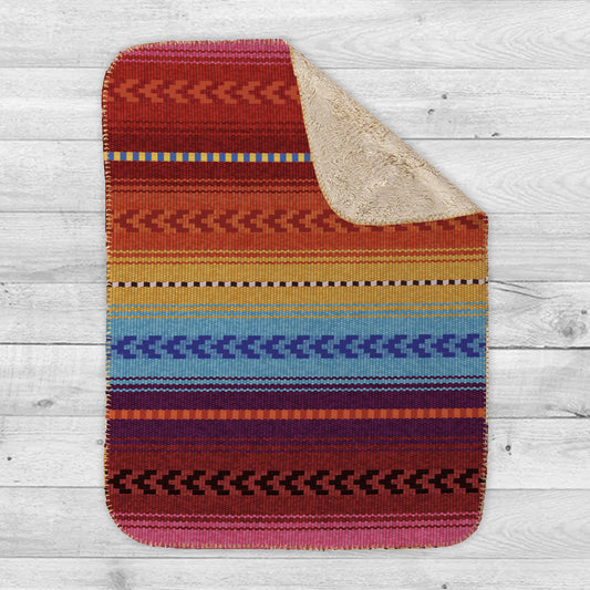 Blanket stripes. Background for Cinco de Mayo party decor or ethnic mexican fabric pattern with colorful stripes. Sherpa blanket
